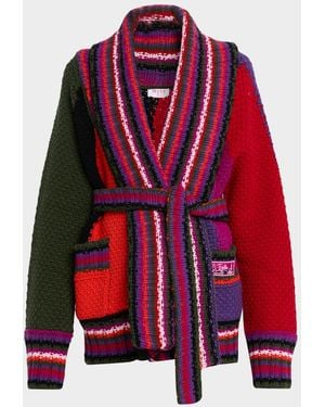 PUCCI Colorblock Belted Wrap Cardigan - Red