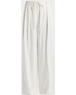 10 Crosby Derek Lam Archer Twill Wide-Leg Self-Belt Pants - White