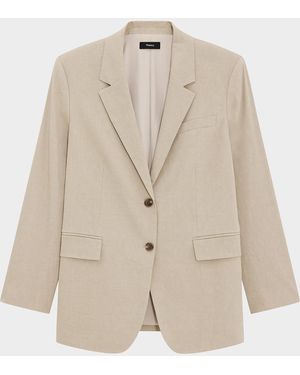 Theory Oversized Crunch Linen Blazer - Natural