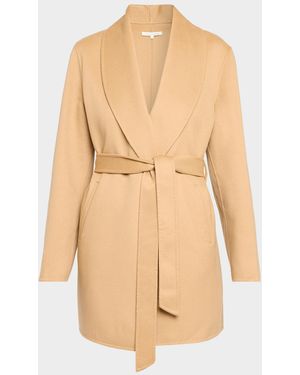Sofiacashmere Double Face Wool-Cashmere-Blend Belted Wrap Coat - Natural