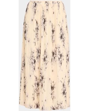Cinq À Sept Hand-Sketched Floral Midi Skirt - Natural