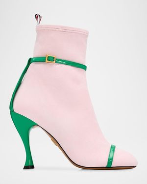 Thom Browne 105Mm Trompe L & Apos;Oeil Suede Booties - Pink