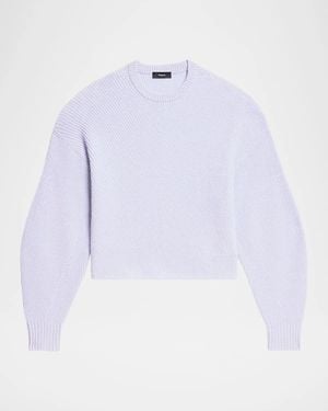 Theory Ribbed Wool Crewneck Sweater - White