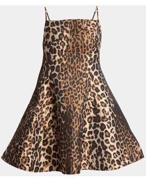 Givenchy Sleeveless Sliced Leopard Jacquard Mini Dress - Brown