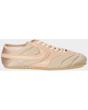 Dries Van Noten Slim Satin & Leather Low-Top Sneakers - Natural