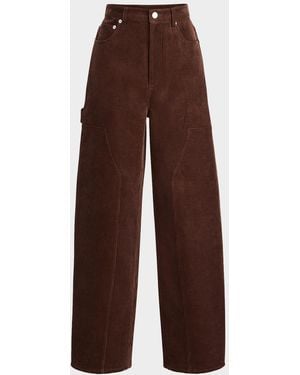 SER.O.YA Fabi Corduroy Barrel-Leg Pants - Brown