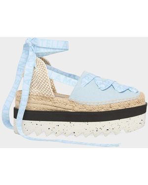 Stella McCartney Gaia Organic Canvas Espadrille Sandals - Blue