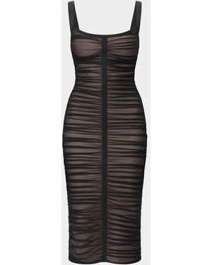 Hervé Léger The Gloria Ruched Midi Dress - Black