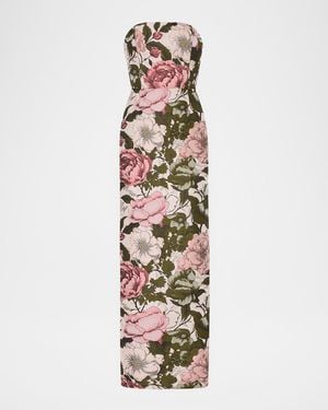 MILLY Ella Strapless Jacquard Maxi Dress - White