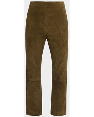 Jonathan Simkhai Veda Cropped Vegan Suede Pants - Green