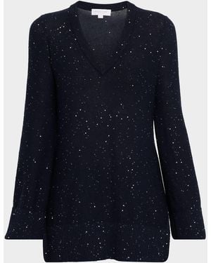 MICHAEL Michael Kors V-Neck Sequin Knit Sweater - Blue