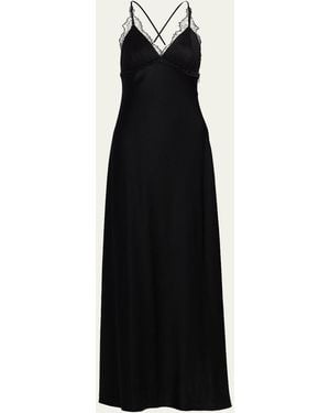 Kobi Halperin Evin Lace-Trim Satin Maxi Dress - Black