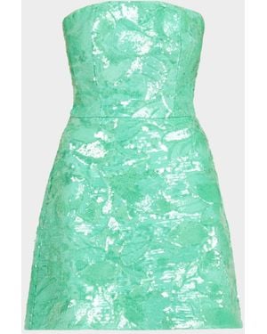 HELSI Linda Strapless Floral Sequin A-Line Mini Dress - Green