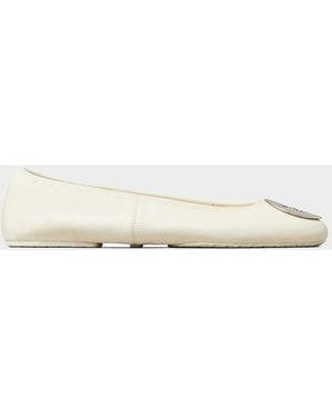 Tory Burch Reva Travel Leather Ballet Flats - Natural