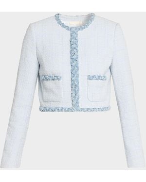 LoveShackFancy Azula Tweed Jacket - Blue