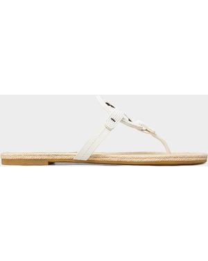Tory Burch Miller Beaded Espadrille Thong Sandals - White