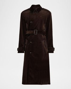 Burberry Long Corduroy Trench Coat - Black