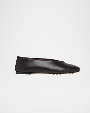 Bottega Veneta Lagoon Nappa Leather Ballerina Flats - Black