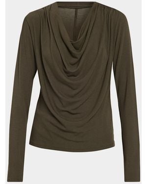 Vince Long-Sleeve Cowlneck Top - Green