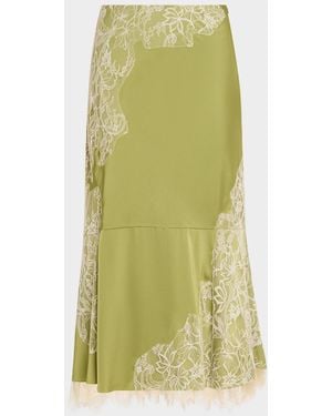 Cinq À Sept Esme Lace Satin Liore Midi Skirt - Green