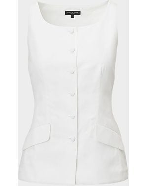 Rag & Bone Lola Linen Boat-Neck Vest - White
