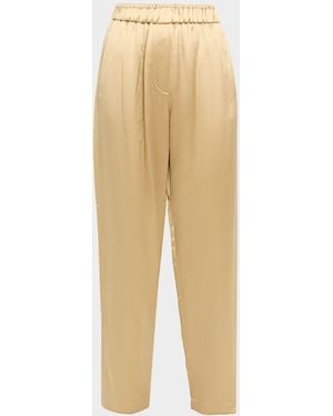 Giorgio Armani Relaxed-Leg Silk Pull-On Pants - Natural