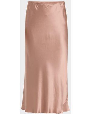 Dorothee Schumacher Sense Of Shine Bias-Cut Silk Satin Midi Skirt - Pink
