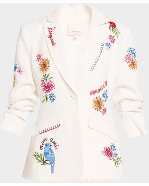 Cinq À Sept Cheyenne Embroidered Vine Blazer - Natural
