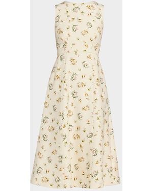 Adam Lippes Eloise Floral-Print Sleeveless Midi Dress - Natural
