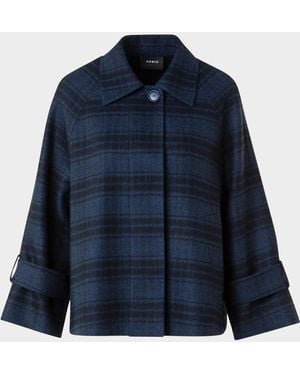 Akris Alisa Check Wool Double Face Jacket - Blue