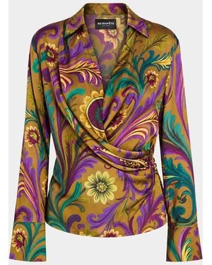 retroféte Kourt Paisley Wrap Blouse - Green