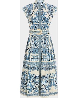 Cara Cara Octavia Floral Cap-Sleeve Dress - Blue
