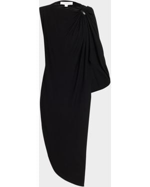 Michael Kors Elliptical One-Shoulder Asymmetric Midi Dress - Black