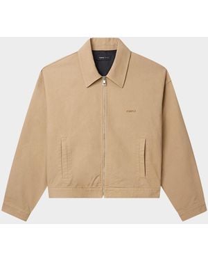 Purple Poplin Full-Zip Logo Shirt Jacket - Natural