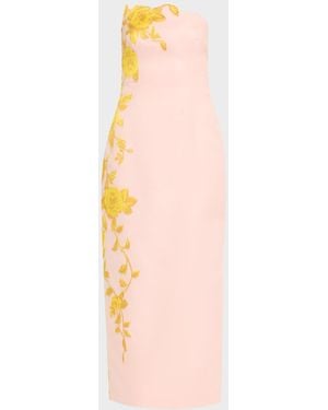 Lela Rose Strapless Rose Fil Coupe Ankle Cocktail Dress - Pink