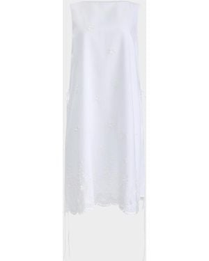 Altuzarra Frida Floral Crochet Sleeveless Shift Dress - White