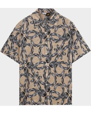 Loewe X Paula & Apos;S Ibiza & Apos;S Towel Terry Jacquard L-Script Short-Sleeve Shirt - Gray