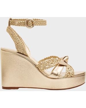 Alexandre Birman 100Mm Suelita Metallic Leather Woven Platform Sandals