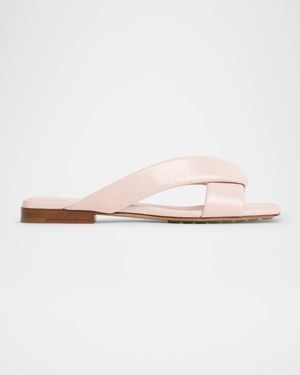 Bottega Veneta Riva Criss Cross Leather Flat Sandals - Natural