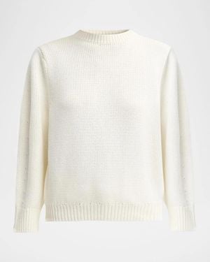 TOTEME Oversized Cotton-Knit Crewneck Sweater - White
