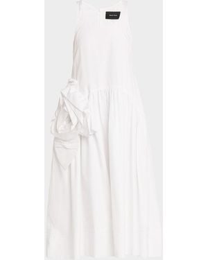 Simone Rocha Pressed Rosette Cotton Sleeveless Midi Dress - White