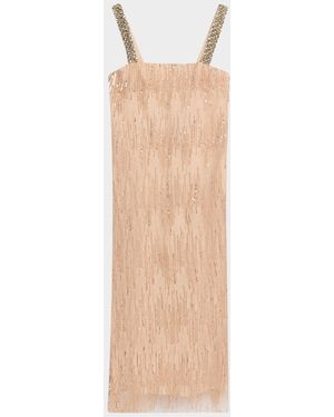 Halston Eila Bead & Sequin-Embroidered Tulle Midi Dress - White