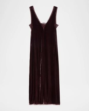 Zadig & Voltaire Renzo Velvet Lace-Trimmed Midi-Slipdress - Purple