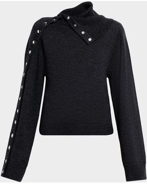 IRO Konie Wool Turtleneck Snap Sweater - Blue