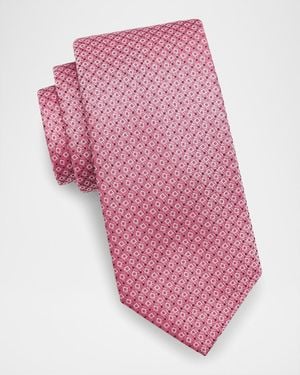 Canali Apos;S Geometric Woven Silk Tie - Pink
