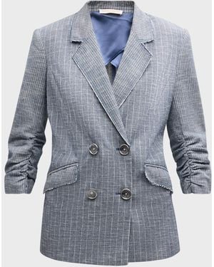 Ramy Brook Lilianna Double-breasted Stripe Blazer - Gray