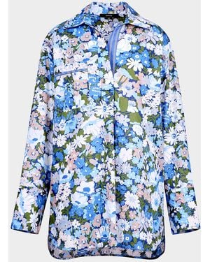 Smythe Floral Over The Head Mini Shirtdress - Blue