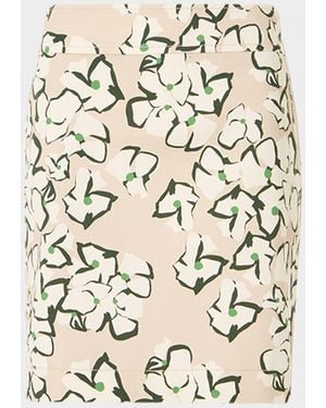 Akris Punto Floral Stretch Denim Mini Skirt - Natural