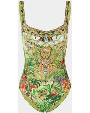 CAMILLA Printed Underwire One-Piece Swimsuit - Green