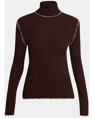 Moncler Wool-Blend Fringed Turtleneck Sweater - Purple